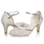 Mode Champagne En Dentelle Chaussure De Mariée 2021 Satin 6 cm Talons Aiguilles À Bout Rond Mariage Talons Hauts