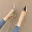 Silber Strassenmode Leder Herbst Frühling Sommer Thick Heels 8 cm Pumps 8 cm / 3 inch Spitzschuh 2020 Edles Pumps