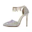 Charmant Multifarben Strass Brautschuhe 2020 Knöchelriemen 11 cm Stilettos Spitzschuh Hochzeit High Heels