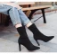 High-end Modest / Simple Black Street Wear Womens Boots 2020 Leather Suede 8 cm Stiletto Heels Pointed Toe Boots