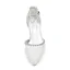 Enkla Elfenben Satin Brudskor 2021 Rhinestone Ankelband 5 cm Stilettklackar Spetsiga Bröllop Sandaler Högklackade
