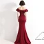Chic / Beautiful Burgundy Evening Dresses  2020 Trumpet / Mermaid Off-The-Shoulder Beading Lace Flower Short Sleeve Backless Floor-Length / Long Formal Dresses