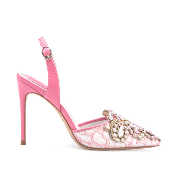 Sjarmerende Elfenben Krystall Brudesko 2020 Lær Rhinestone 10 cm Stiletthæler Spisse