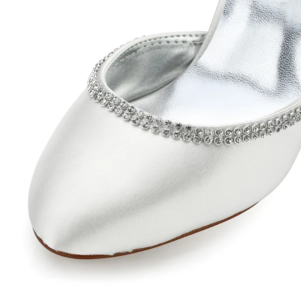 Chic / Beautiful Ivory Rhinestone Wedding Shoes 2021 8 cm Stiletto Heels Pointed Toe Wedding High Heels