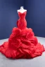 Sexy High-end Red Wedding Dresses 2021 Trumpet / Mermaid Strapless Sleeveless Backless Cascading Ruffles Royal Train Wedding