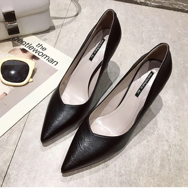 Simple Noire Bureau OL Escarpins Talons Hauts 2021 9 cm Talons Aiguilles À Bout Pointu Escarpins