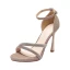 Seksowne Srebrny Wieczorowe Rhinestone Sandały Damskie 2021 Z Paskiem 10 cm Szpilki Peep Toe Sandały Wysokie Obcasy