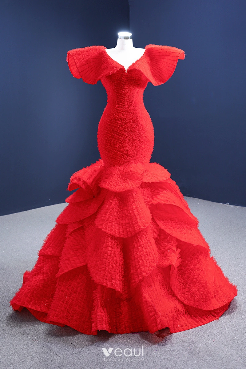 Red Trumpet Wedding Dress