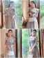 Modest / Simple Grey Bridesmaid Dresses 2021 A-Line / Princess Short Sleeve Bow Backless Tea-length Bridesmaid Wedding Party Dresses