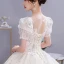 Vintage / Retro Ivory Beading Sequins Lace Flower Wedding Dresses 2021 Ball Gown Scoop Neck Short Sleeve Backless Royal Train Wedding