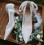 Elegant White Lace Flower Wedding Shoes 2021 Leather Bow 6 cm Stiletto Heels Pointed Toe Wedding Pumps High Heels