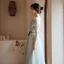 Modest / Simple Sky Blue Bridesmaid Dresses 2021 A-Line / Princess Short Sleeve Backless Bow Sash Floor-Length / Long Bridesmaid Wedding Party Dresses