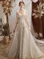 Modern / Fashion Grey Prom Dresses 2021 A-Line / Princess Halter Beading Lace Flower Short Sleeve Backless Sweep Train Prom Formal Dresses