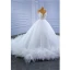 Luxe Blanche Robe De Mariée 2021 Robe Boule Bretelles Spaghetti Perlage Perle Paillettes Sans Manches Dos Nu Royal Train Mariage