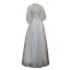 Elegant Grey Beading Evening Dresses  Prom Dresses 2021 A-Line / Princess High Neck Appliques Lace Flower Pearl 3/4 Sleeve Backless Floor-Length / Long Prom Formal Dresses