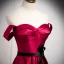 Vintage / Retro Burgundy Satin Prom Dresses 2021 A-Line / Princess Strapless Bow Sleeveless Backless Floor-Length / Long Prom Formal Dresses