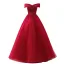Chic / Belle Bordeaux Faux Diamant Paillettes Robe De Bal 2021 Robe Boule De l'épaule Appliques Manches Courtes Dos Nu Longue Promo Robe De Ceremonie