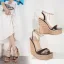 Mode Meeresblau Strassenmode Flechten Sandalen Damen 2021 Knöchelriemen 15 cm Keilabsatz Plateau Peeptoes Sandaletten