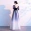 Chic / Beautiful Ocean Blue Star Sequins Prom Dresses 2021 A-Line / Princess V-Neck Suede 1/2 Sleeves Backless Floor-Length / Long Prom Formal Dresses