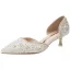 Charmant Beige Faux Diamant Paillettes Chaussure De Mariée 2021 Cuir 4 cm Talon Bas Talons Aiguilles À Bout Pointu Mariage Talons Hauts