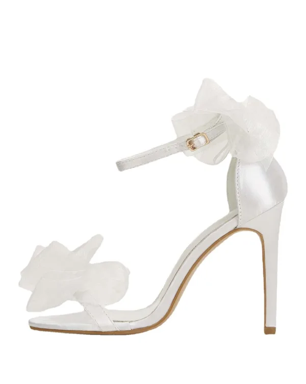 Fashion White Wedding Shoes 2021 Bow Ankle Strap 11 cm Stiletto Heels Open / Peep Toe Wedding Sandals High Heels