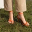 Modest / Simple Orange Street Wear Womens Sandals 2021 10 cm Stiletto Heels Ankle Strap Open / Peep Toe Sandals High Heels