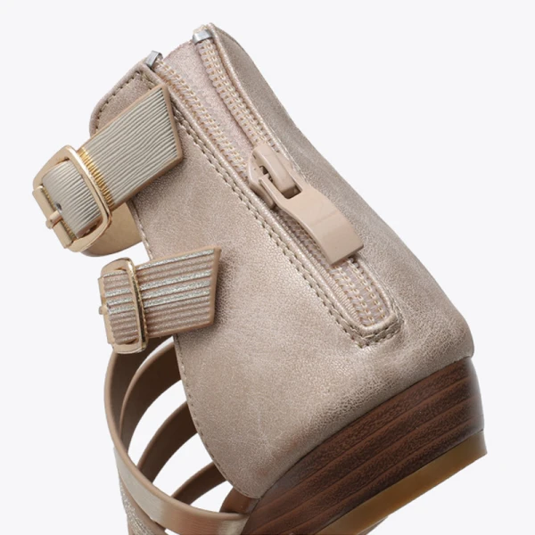 Roman Silver Street Wear Flat Womens Sandals 2021 Ankle Strap Open / Peep Toe Sandals