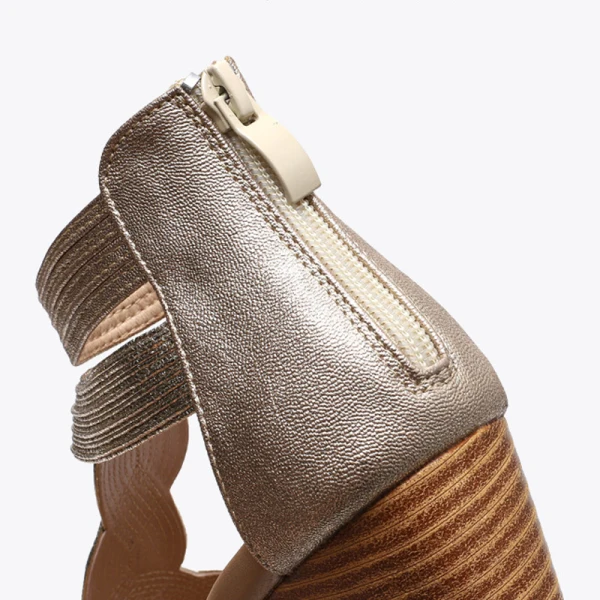 Roman Gold Street Wear Womens Sandals 2021 5 cm Wedges T-Strap Open / Peep Toe Sandals