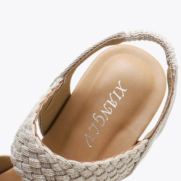 Fashion Champagne Street Wear Braid Womens Sandals 2021 5 cm Wedges Open / Peep Toe Sandals