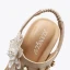 Fashion Beige Street Wear Pearl Rhinestone Lace Flower Womens Sandals 2021 Appliques 5 cm Wedges Open / Peep Toe Sandals