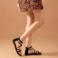Römisch Schwarz Sommer Strand Freizeit Flache Sandalen Damen 2021 Leder X-Riemen Peeptoes Sandaletten