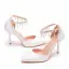 Charmant Weiß Brautschuhe 2021 Perle Strass Knöchelriemen 9 cm Stilettos Spitzschuh Hochzeit Sandaletten Hochhackige