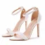 Sexy White Pearl Wedding Shoes 2021 Ankle Strap 11 cm Stiletto Heels Open / Peep Toe Wedding High Heels
