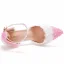 Élégant Rougissant Rose Blanche En Dentelle Fleur Chaussure De Mariée 2021 Perle Bride Cheville 9 cm Talons Aiguilles À Bout Pointu Mariage Talons Hauts