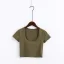 Sexy Summer Street Wear Army Green Tight  T-Shirts 2021 Scoop Neck Short Sleeve Women's Tops