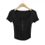 Sexy Summer Sky Blue Street Wear Tight  T-Shirts 2021 U-Neck Short Sleeve Women's Tops