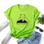Lovely Casual Summer Loose White Cartoon Cotton Women's Tops 2021 Scoop Neck Short Sleeve T-Shirts
