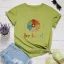 Casual Summer Black Cotton T-Shirts 2021 Scoop Neck Multi-Colors Flower Short Sleeve Women's Tops T-shirt