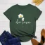 Casual Summer Black Daisy Tops Printing T-Shirts 2021 Cotton Loose Scoop Neck Short Sleeve Women's Tops T-shirt