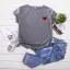 Summer Casual White Heart-shaped Printing Loose T-Shirts 2021 Cotton Scoop Neck Short Sleeve Women's Tops T-shirt