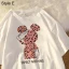 Summer Street Wear White Cartoon Loose T-Shirts 2021 Cotton Scoop Neck Short Sleeve Women's Tops