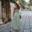 Bohemia Summer Beach Street Wear Black White Spotted 2021 A-Line / Princess Halter Sash Bow Sleeveless Tea-length Maxi Dresses Women Maxi Dresses Dresses