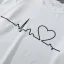 Désinvolte Été Ample Noire Forme de coeur T-Shirts 2021 Coton Encolure Dégagée Manches Courtes Hauts pour Femmes T-shirt