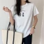 Fashion Summer Street Wear Cotton Cartoon Printing Black T-Shirts 2021 Loose Scoop Neck Short Sleeve Women's Tops T-shirt