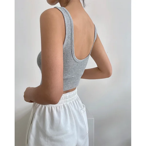 Summer Grey Outdoor Sports Gymnasium Tight  Tank Sweatshirts 2021 U-Neck Sleeveless Backless Women's Tops