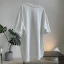Mode Été Désinvolte Femme Noire Blanche Impression Coton Ample T-Shirts 2021 Encolure Dégagée Manches Courtes Hauts pour Femmes T-shirt
