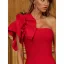 Sexy Charmant Rot Fest Abendkleider Cocktailkleider 2021 Rüschen One-Shoulder Kurze Ärmel Rückenfreies Damen Kleider