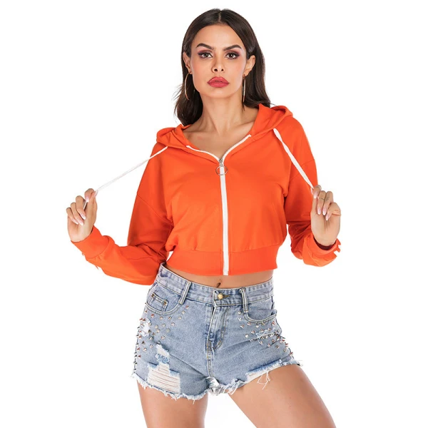 Comfortable Navy Blue Street Wear Zipper Sweatshirts 2021 Long Sleeve Hoodies Women's Tops Hooded