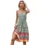 Été Bleu Marine Vêtements de vacances Vêtement de rue Plage Floral Femme Robes 2021 Chiffon Bretelles Spaghetti Manches Longues Dos Nu