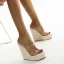 Sexy Transparent Blanche Vêtement de rue Été Tresser Sandales Femme 2021 16 cm Compensées Peep Toes / Bout Ouvert Sandales Talons Hauts